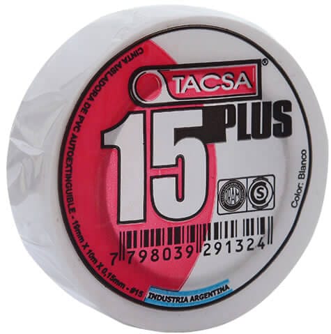 Cinta aisladora Tacsa plus blanco 10mts  [UM 10u | 150u]