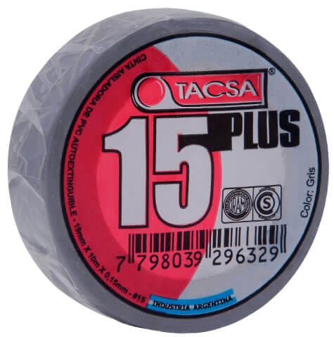 Cinta aisladora Tacsa plus gris 20mts  [UM 10u | 100u]