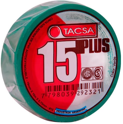 Cinta aisladora Tacsa plus verde 10mts  [UM 10u | 150u]