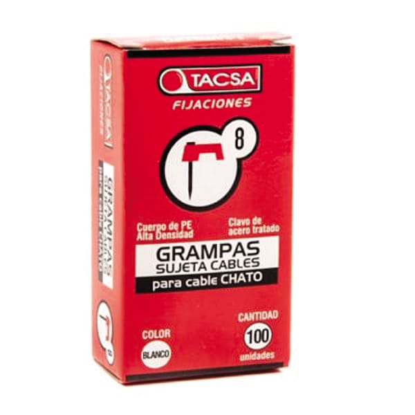 Grampa N8 paralelo 2×1.5mm blanca x100  [UM 1u | 20u | 200u]