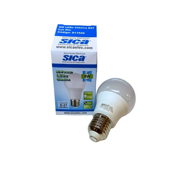 Lampara led clsica 9w fria Sica  [UM 1u | 10u | 50u]