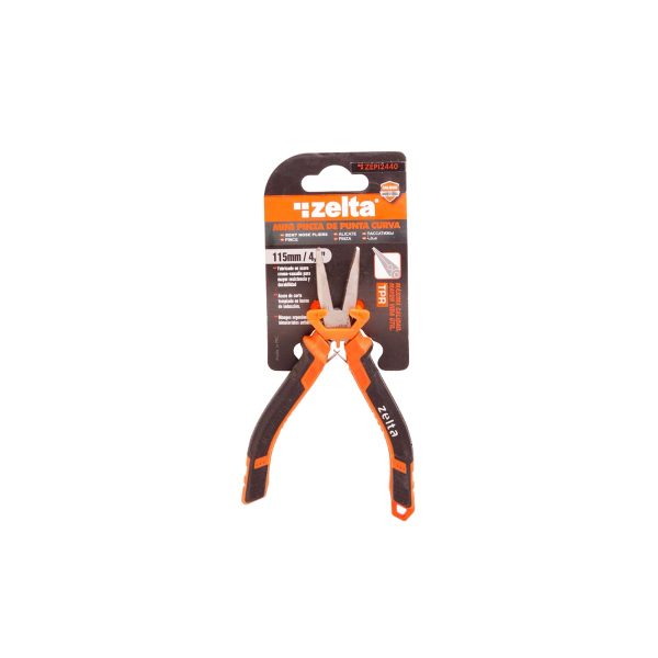 Mini pinza de punta curva 115mm/4.5″ Zelta  [UM 1u | 12u | 72u]