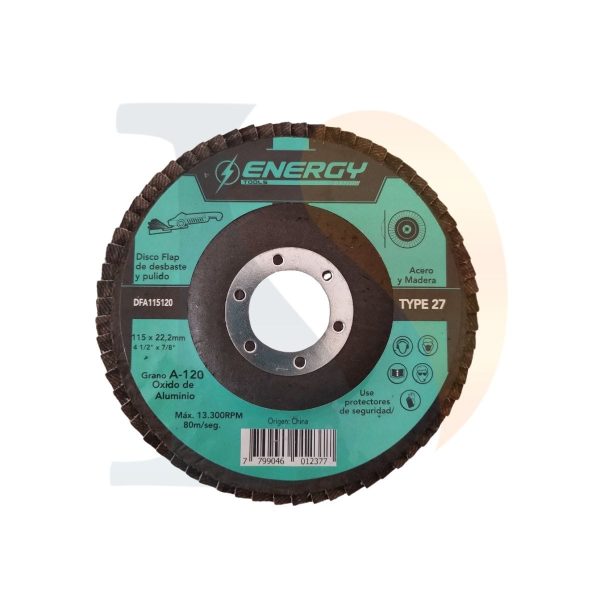 Disco flap p/acero y madera 115×22.2mm G120 Energy  [UM 10u | 200u]