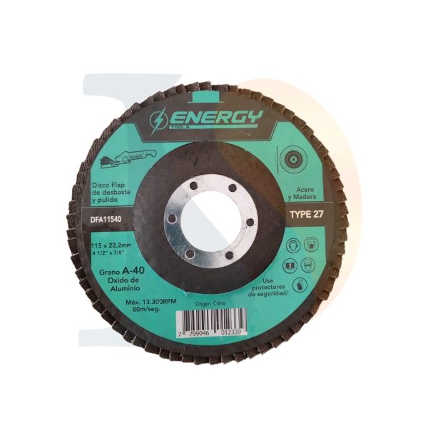 Disco flap p/acero y madera 115×22.2mm G40 Energy  [UM 10u | 20u | 200u]