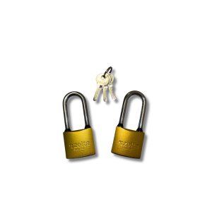 Candado doble 38mm bronce aro largo misma llave Zelta  [UM 1u | 12u | 36u]