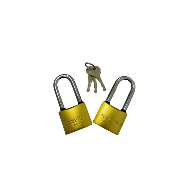 Candado doble 50mm bronce aro largo misma llave  [UM 1u | 12u | 36u]