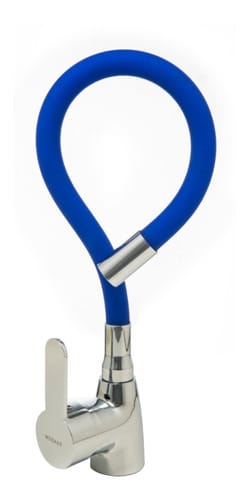 Monocomando Miami pico flexible mesada cromada azul  [UM 1u | 20u]
