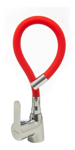 Monocomando Miami pico flexible mesada cromada roja  [UM 1u | 20u]