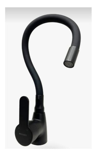 Monocomando Miami pico flexible mesada negra  [UM 1u | 12u]