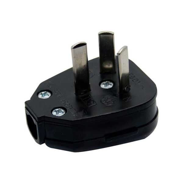 Ficha macho c/neutro s/90º negra  [UM 1u | 100u]