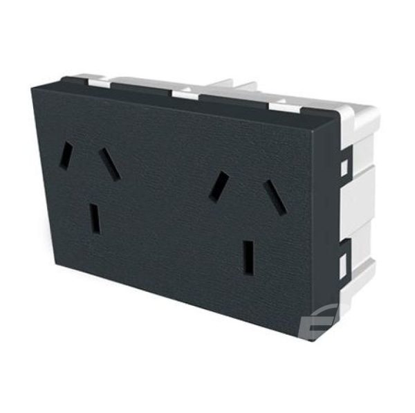 Modulo toma doble Platinum apaisado binorma negro  [UM 1u | 30u]